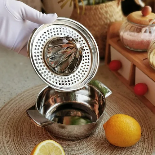 Miniatura 7 de Exprimidor de naranja limón, exprimidor manual de acero inoxidable, exprimidor de cítricos de mano, exprimidor de limón con tazón exprimidor colador