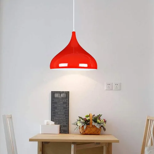 Miniatura 3 de Luces colgantes industriales en rojo moderno pasillo lámpara colgante pantalla color macarrón luz de techo en acabado brillante solo metal luces