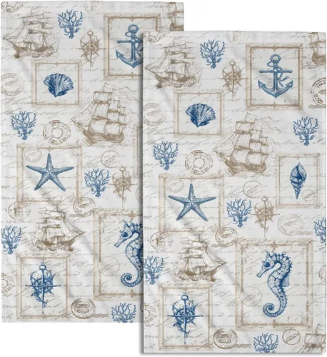 Miniatura 20 de Giwawa Juego de 2 toallas de mano vintage con diseño de oso y ciervo, diseño de alce y árbol, toalla de cara súper suave para baño, cocina, hombre