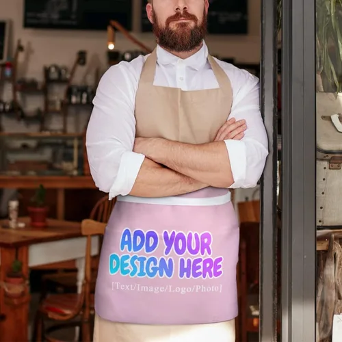 Miniatura 51 de AXKEUDO Delantal personalizado con bolsillos, delantales de cintura para camarera para cocinar en casa, restaurante, servir trabajo