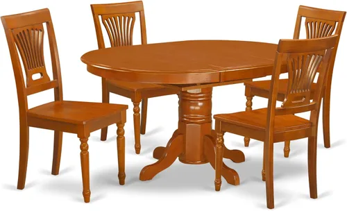 Miniatura 15 de East West Furniture AVPL5-BCH-W - Juego de mesa de cocina de 5 piezas para 4 personas, incluye una mesa de comedor ovalada con hoja de mariposa y 4