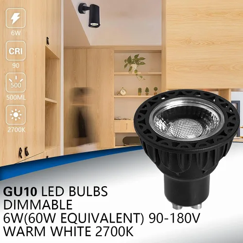 Miniatura 2 de Bombillas LED GU10 regulables, lámparas halógenas de 50 W equivalentes a luz blanca cálida de 2700 K, 6 W 500 lm de repuesto para iluminación