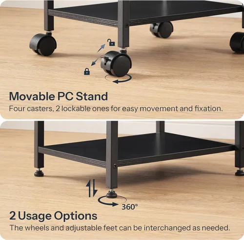 Miniatura 6 de HOOBRO Soporte para PC, soporte de torre de PC de 2 niveles que se adapta a la mayoría de torres de computadora, soporte de CPU para piso, altura