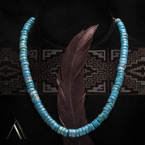 Miniatura 2 de $400Tag Disco de magnesita Plata Certificado Navajo Nativo Americano Collar Cadena 18209 Hecho por Loma Siiva, Metal Piedra, magnesita