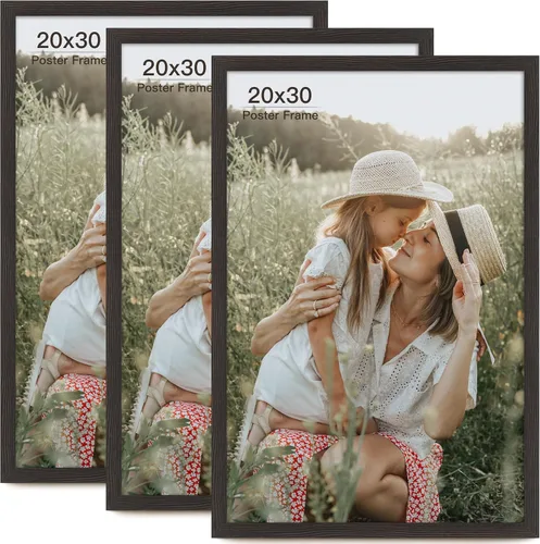 Miniatura 22 de Momentworth Portarretratos de 4 x 6 pulgadas con paspartú para 3.5 x 5 pulgadas, marcos de fotos con grano de madera negra envejecida para pared