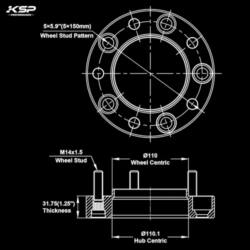 Miniatura 2 de KSP - Espaciadores de 1.25 pulgadas 5X150 compatibles con to-yo-ta Tundra 2007-2021/Sequoia 2008-2021/Land Cruiser 2009-2016, espaciadores de rueda