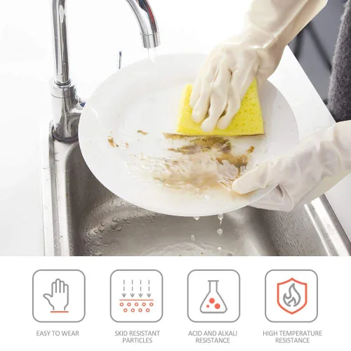 Miniatura 5 de BOOMJOY Guantes de limpieza de nitrilo, guantes resistentes para lavar platos, guantes medianos reutilizables para cocina, baño, jardinería, (Corto)