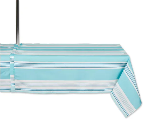 Miniatura 14 de DII Summer Stripe - Colección de mesa con cremallera para exteriores, multiusos, lavable a máquina, mantel, 60 pulgadas redonda, casa de playa