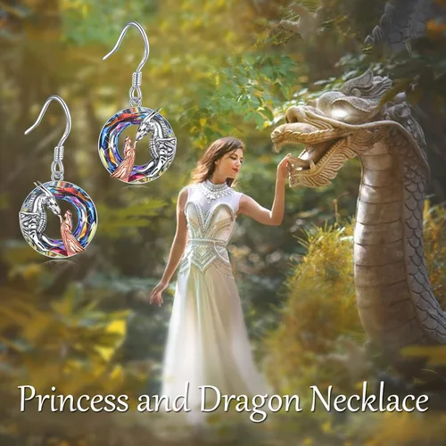 Miniatura 6 de Aretes colgantes de dragónlobobúho, regalos para niñas y mujeres, plata de ley de cristal, niña y árbol de la vida, regalos de joyería