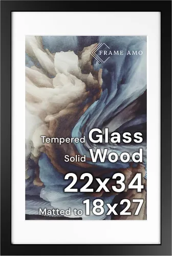 Miniatura 63 de Frame Amo Marco de póster de madera maciza de 13 x 19 pulgadas, color natural, tapete blanco para imagen de 11 x 17 pulgadas, parte frontal