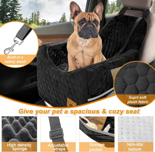 Miniatura 3 de Asiento de automóvil para perros pequeños/medianos, asiento elevador de perro de espuma viscoelástica, seguridad de viaje con funda extraíble
