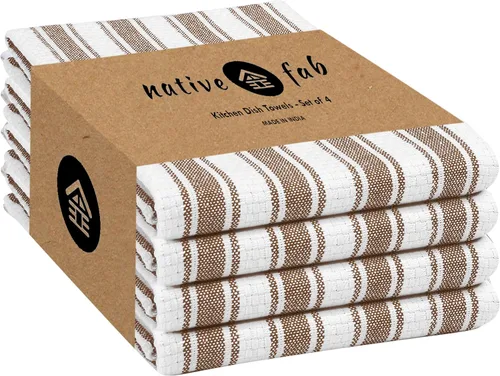 Miniatura 22 de Native Fab Toallas de Cocina a Rayas - 100% Algodón - Paquete de 12 - 16"x26" - Paños de Té a Rayas con Tejido de Cesta, Paños de Cocina para Secar