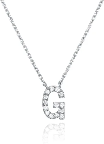 Miniatura 71 de PAVOI 14K White Gold Plated Cubic Zirconia Initial Necklace Letter Dainty Necklaces for Women