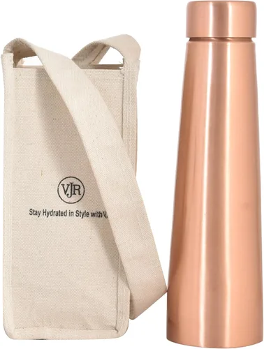 Miniatura 6 de VJR Botella de agua de cobre – 34 onzas extra grande – Lisa, a prueba de fugas, recipiente ayurvédico 100% de cobre puro para beber, soporte