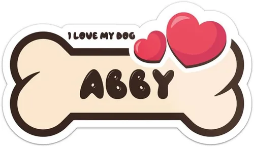 Abby - Calcomanía de vinilo impermeable con nombre de perro, para parachoques de automóvil, laptop, botella de agua, taza, cuenco de mascotas,
