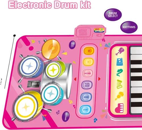Miniatura 5 de Juguetes para niñas de 1 año Regalos, tapete de piano 2 en 1, juguetes Montessori para niñas de 1 a 2 años, juguete musical educativo Regalos