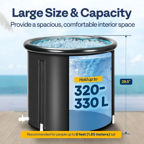 Miniatura 4 de VIVOHOME Bañera de hielo para atletas y amantes del fitness, bañera de inmersión fría portátil de 29.5 pulgadas de diámetro para terapia