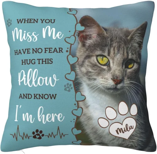 Miniatura 16 de Almohada Decorativa Conmemorativa Personalizada para Mascotas con Foto, Regalo de Condolencias por Pérdida de Perro/Gato, Regalos de Recuerdo