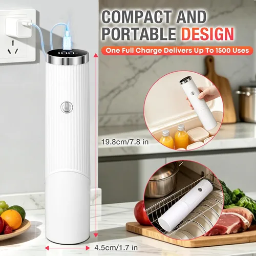 Miniatura 5 de Sellador al vacío compacto para alimentos, máquina selladora al vacío de mano con 10 bolsas reutilizables, sellador automático portátil de alimentos