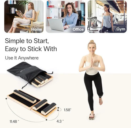 Miniatura 4 de StrongTek Single-Leg Balance Board for Foot & Ankle Strengthening, Rehab & Stability Training, Non-Slip Wood Design for Sprained Ankles, Plantar