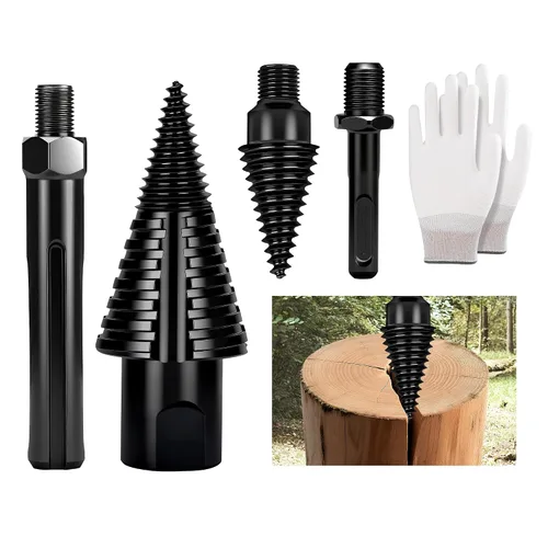 Juego de brocas divisoras de troncos de leña de alta calidad con diseño desmontable, cono de tornillo de división de madera resistente de 1.97