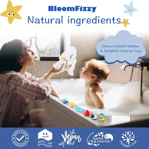 Miniatura 2 de 30 bombas de baño para niños con sorpresa en el interior, juego de regalo con 30 juguetes únicos de animales terrestres y marinos, bombas de baño
