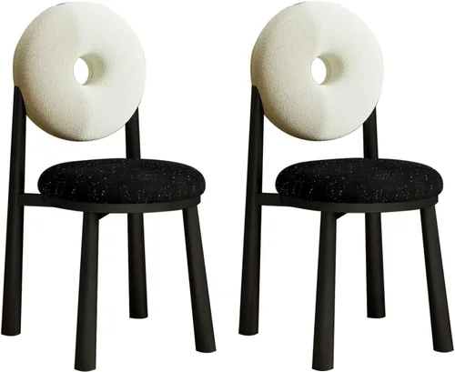 Miniatura 23 de Donut Dining Chairs,Makeup Chair,Kitchen Room Chairs Nordic Back, Dining Room with Metal Legs,Living Room Chair for Home Bedroom Cream Wind Brownish