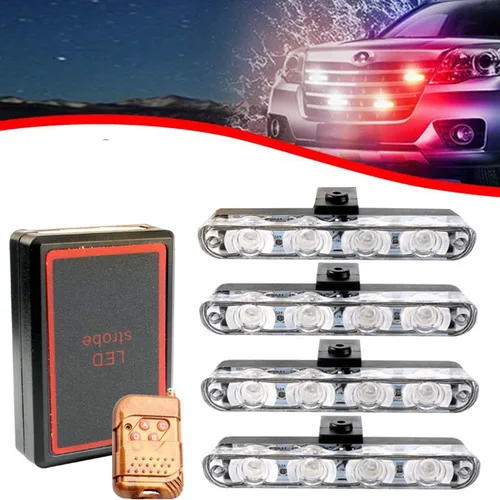 Miniatura 8 de 16 luces LED de policía estroboscópicas para automóvil, luces reflectivas para tablero de vehículo de emergencia de 12 V