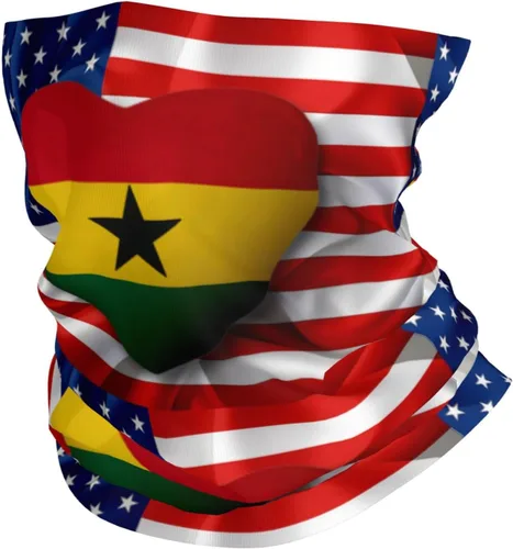 Neck Gaiter Ghana Ghanaian American Flag USA Love Face Cover Scarf Uv Sun Protection Balaclava Head Mask for Men Women Fishing Mask Hiking Cycling