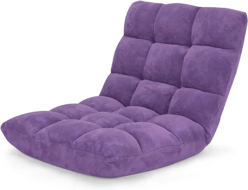 Miniatura 12 de GOFLAME Sofá de suelo plegable de 14 posiciones, sofá ajustable para juegos, silla acolchada, cama plegable para dormir para sala de estar, Negro