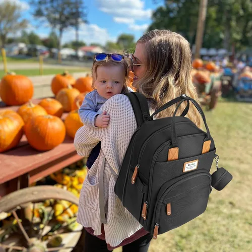 Miniatura 8 de RUVALINO Mochila para Pañales - Bolsa de Bebé Expandible con hasta 50% Más de Capacidad - Bolsa de Artículos Esenciales para Bebé con Cambiador