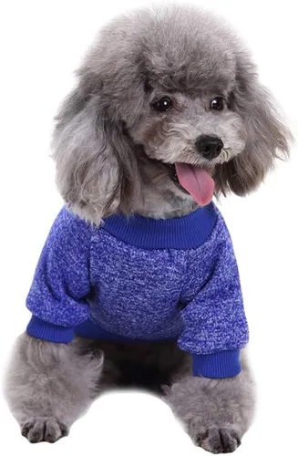 Miniatura 2 de Jecikelon - Ropa para mascotas, suéter suave, cálido y grueso, suéter de invierno para perros (talla S, color azul oscuro)