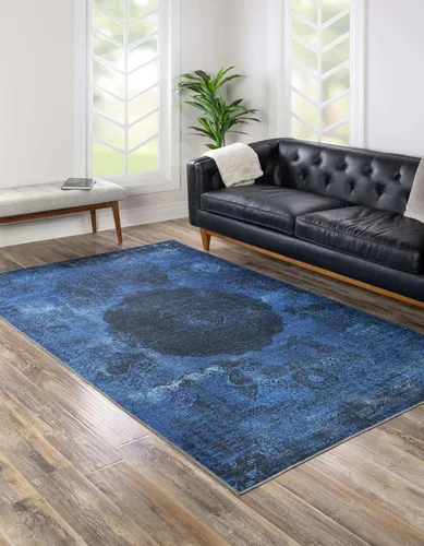 Miniatura 4 de Unique Loom Yara Collection - Alfombra de área Nayer (5' 1" x 8' Rectángulo, Azul Sobreteñido/Azul)