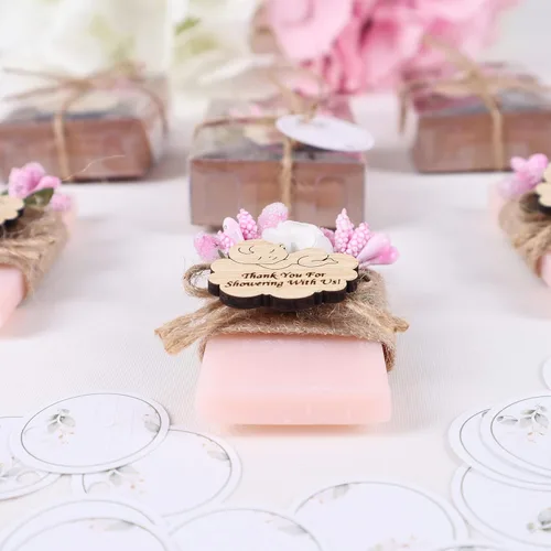Miniatura 4 de Paquete de 10 decoraciones para baby shower de Happy Times Favors, regalos para baby shower, jabón mini vegano personalizado hecho a mano con aroma