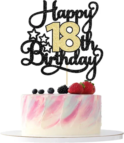 Miniatura 14 de 1 Pieza Feliz Cumpleaños 60 Decoración Superior para Pastel Negro Dorado con Purpurina Brindis por 60 Años Palillo para Pastel de Cumpleaños 60