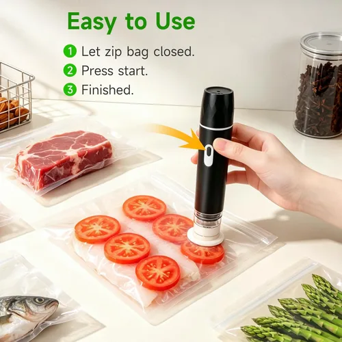 Miniatura 4 de Compact Vacuum Sealer for Food, Vacuum Sealer Machine with 10 Reusable Vacuum Bags, KomBryvian Powerful Handheld Vacuum Sealers, Meal Saver