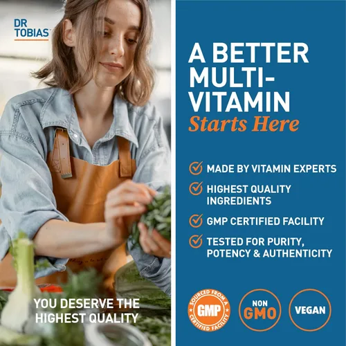 Miniatura 5 de Dr. Tobias Multivitamínico para adultos para mujeres y hombres, vitaminas de apoyo inmunológico de 42 frutas, verduras, más probióticos
