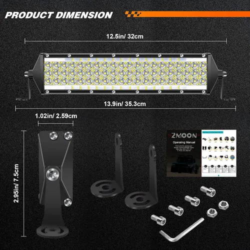 Miniatura 6 de Zmoon - Barra de luz LED de 12 pulgadas, 264 W, 5 filas 26400 lm, combo para trabajo, conducción fuera de carretera, puntos inundación, luces