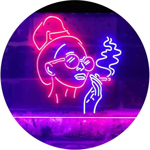 Miniatura 17 de ADVPRO Señal de neón LED de doble color rojo y azul para fumar mujer mala perra cueva cobertizo cueva st6s43-i3869-rb