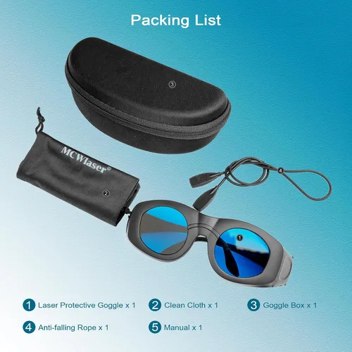 Miniatura 8 de MCWlaser Gafas de seguridad láser 600-1100nm OD6+, láser de picosegundo/luz fría/láser Yag/módulo láser infrarrojo protección ocular gafas láser