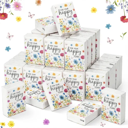 Miniatura 9 de Spiareal 50 pañuelos de lágrimas felices para boda de 3 capas para tus lágrimas felices, paquetes de pañuelos para invitados, mini papel de bolsillo