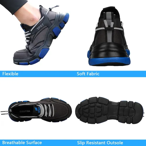 Miniatura 3 de SPIEZ Zapatos de seguridad unisex con punta de acero, tenis de trabajo a prueba de pinchazos para hombres y mujeres, cómodos zapatos de cojín