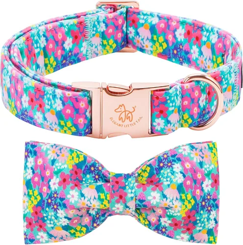 Miniatura 36 de Collar para perro Elegant Little Tail con moño, estampado de pepinillos, collar de moño lindo para perros pequeños eneldo