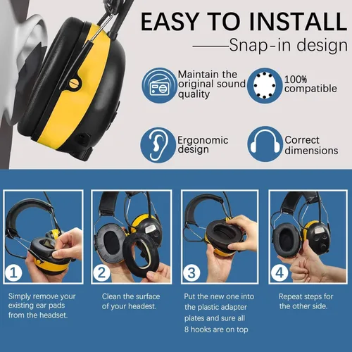 Miniatura 4 de PROHEAR Almohadillas de espuma de repuesto FEP01 (actualizadas) para auriculares de radio 3M WorkTunes Connect (90543, 90544, 90542, 90541,90507)