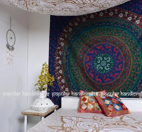 Miniatura 3 de Popular Handicrafts Tapiz redondo para colgar en la pared, diseño de mandala hippie, bohemio, hippie, intrincado, indio, mantel de 70 pulgadas