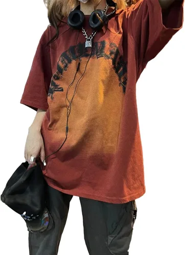 MANMU Gradient Color Women's Letter Print Short Sleeve T-Shirt Cool Harajuku Fashion Korean Style Loose Casual T-Shirt