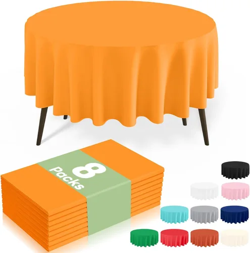Miniatura 36 de misaya Paquete de 4 manteles desechables de plástico, mantel redondo impermeable de 84 pulgadas, a prueba de fugas y resistentes manteles Azul