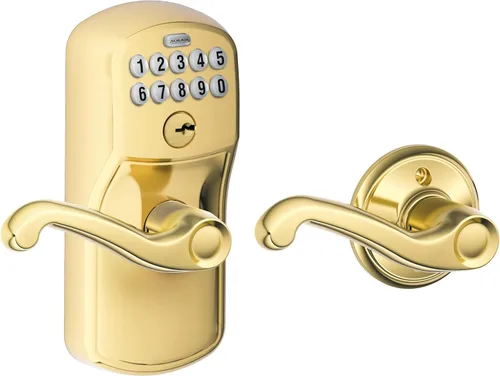 Miniatura 12 de Schlage - FE575 PLY 626 FLA Plymouth - Entrada de teclado con bloqueo automático y palancas Elan, cromado con brocha. Cromo satinado
