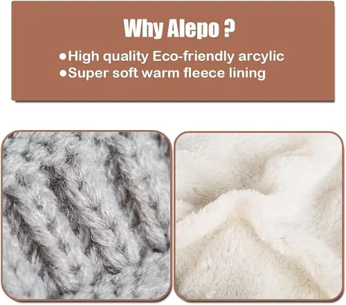Miniatura 2 de Alepo Fleece Lined Baby Beanie Hat Infant Newborn Toddler Kids Winter Warm Knit Cap for Boys Girls