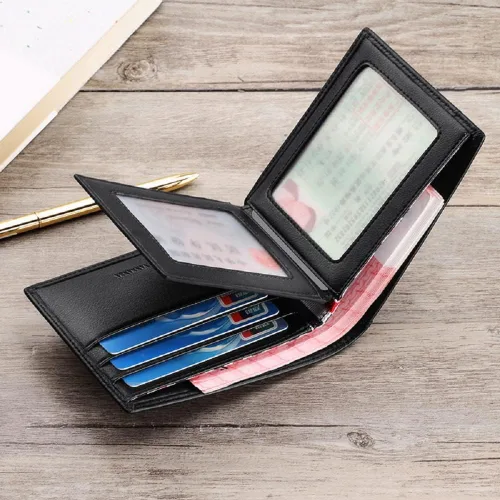 Miniatura 6 de WILLIAMPOLO Billetera delgada para hombre de piel minimalista con bolsillo frontal